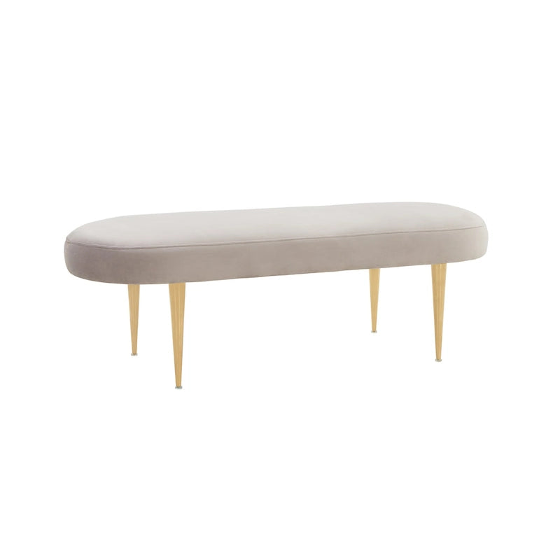 Banc d'appoint ovale en velours avec pieds en métal doré, multicolore