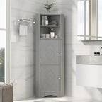 Meuble de rangement d'angle haut avec 2 portes, étagères réglables, noir, blanc, gris