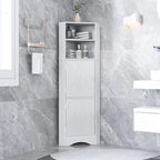 Meuble de rangement d'angle haut avec 2 portes, étagères réglables, noir, blanc, gris