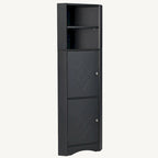 Meuble de rangement d'angle haut avec 2 portes, étagères réglables, noir, blanc, gris
