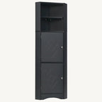 Meuble de rangement d'angle haut avec 2 portes, étagères réglables, noir, blanc, gris