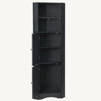Meuble de rangement d'angle haut avec 2 portes, étagères réglables, noir, blanc, gris