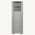 Meuble de rangement d'angle haut avec 2 portes, étagères réglables, noir, blanc, gris