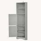 Meuble de rangement d'angle haut avec 2 portes, étagères réglables, noir, blanc, gris
