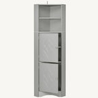 Meuble de rangement d'angle haut avec 2 portes, étagères réglables, noir, blanc, gris