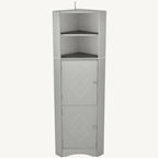 Meuble de rangement d'angle haut avec 2 portes, étagères réglables, noir, blanc, gris