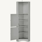 Meuble de rangement d'angle haut avec 2 portes, étagères réglables, noir, blanc, gris