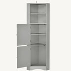 Meuble de rangement d'angle haut avec 2 portes, étagères réglables, noir, blanc, gris