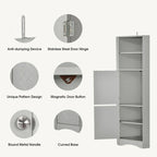 Meuble de rangement d'angle haut avec 2 portes, étagères réglables, noir, blanc, gris