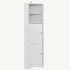Meuble de rangement d'angle haut avec 2 portes, étagères réglables, noir, blanc, gris