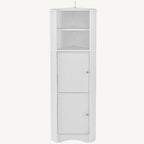Meuble de rangement d'angle haut avec 2 portes, étagères réglables, noir, blanc, gris
