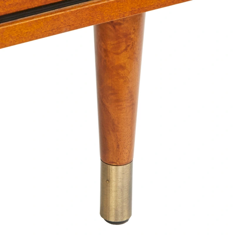 Buffet en rotin Mid-Century avec portes coulissantes, finition noire, naturelle et laiton