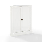 Meuble d'angle blanc avec portes à lambris et étagère réglable