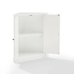 Meuble d'angle blanc avec portes à lambris et étagère réglable