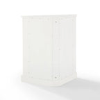 Meuble d'angle blanc avec portes à lambris et étagère réglable