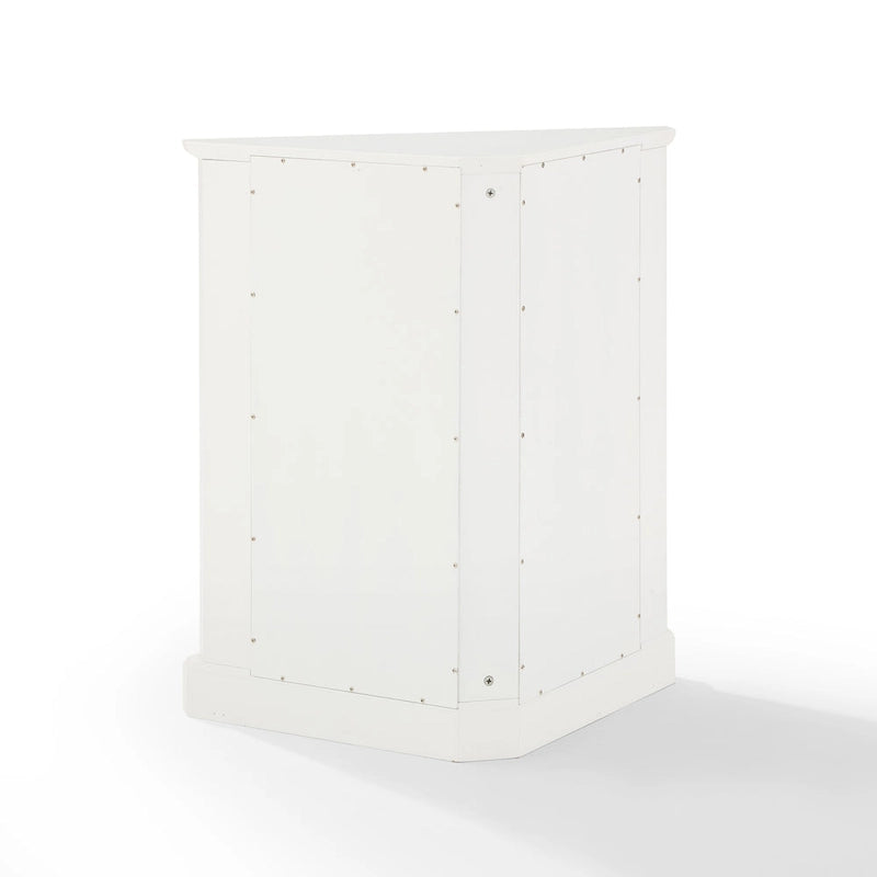 Meuble d'angle blanc avec portes à lambris et étagère réglable