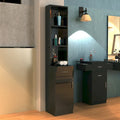 Meuble de rangement de salon en MDF noir avec étagères ouvertes, tiroir et porte verrouillables