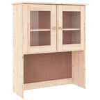 Vaisselier en bois de pin massif avec portes vitrées marron blanc