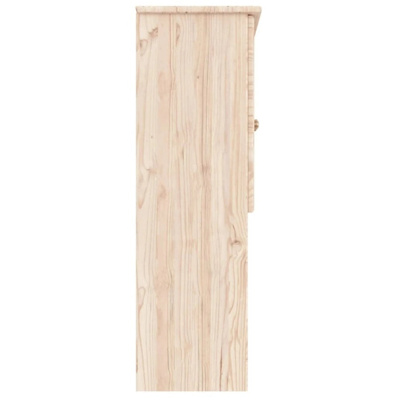 Vaisselier en bois de pin massif avec portes vitrées marron blanc