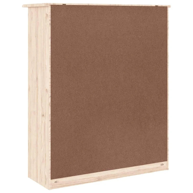 Vaisselier en bois de pin massif avec portes vitrées marron blanc