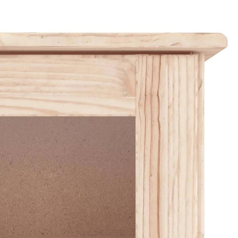 Vaisselier en bois de pin massif avec portes vitrées marron blanc