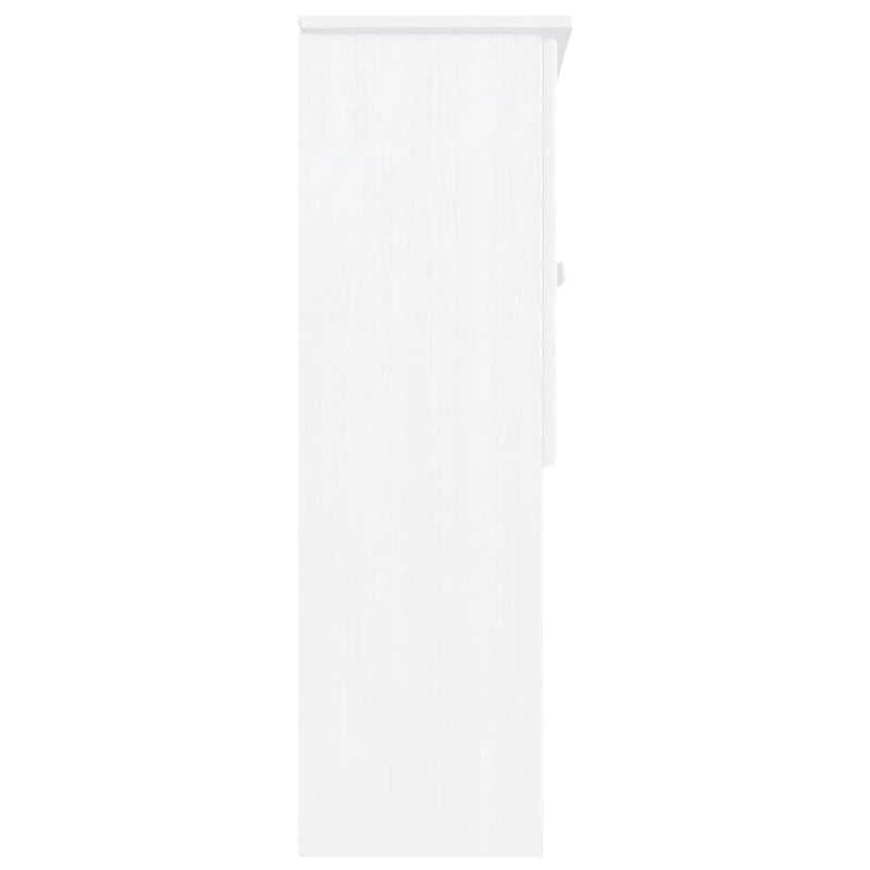 Vaisselier en bois de pin massif avec portes vitrées marron blanc