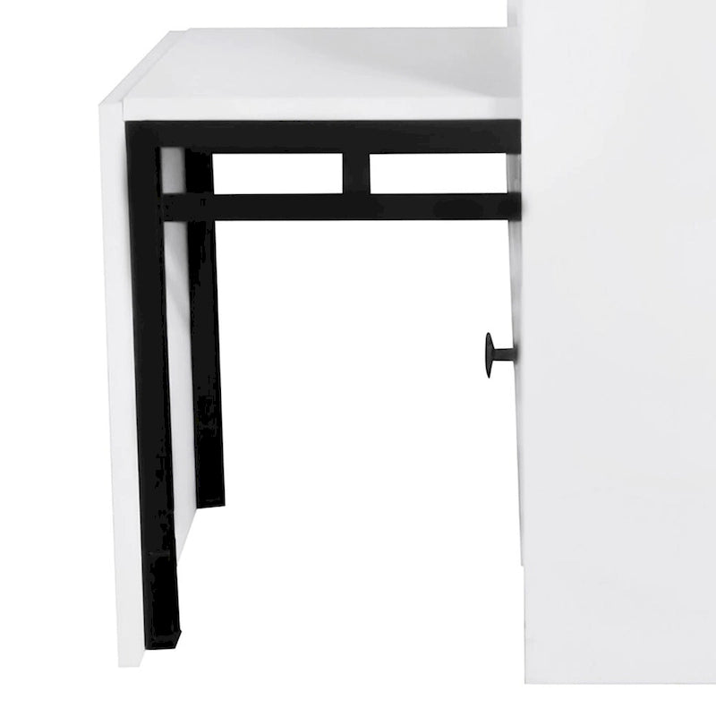 Meuble à chaussures d'entrée avec tiroirs basculants, siège rabattable et armoire latérale