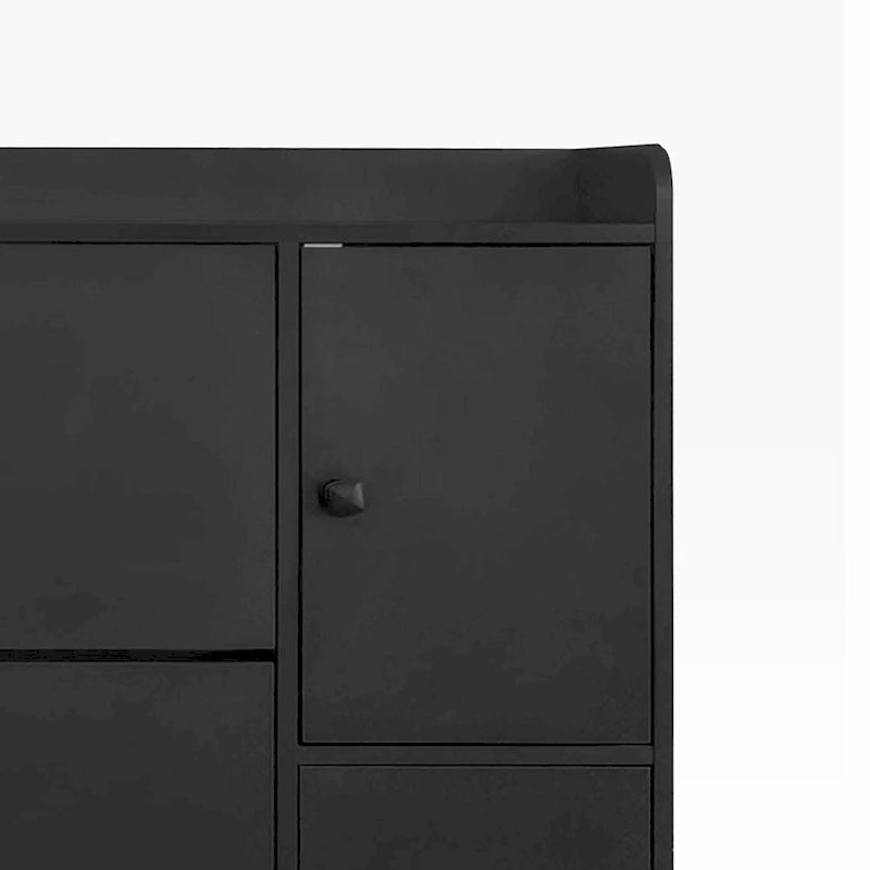 Meuble à chaussures d'entrée avec tiroirs basculants, siège rabattable et armoire latérale