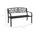 Banc d'extérieur en acier Best Choice Products, mobilier de jardin pour terrasse ou porche avec dossier à motif floral
