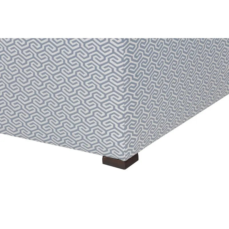 Banc de rangement transitoire, tissu capitonné, charnière hydraulique, pieds espresso