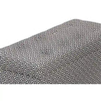 Banc de rangement transitoire, tissu capitonné, charnière hydraulique, pieds espresso