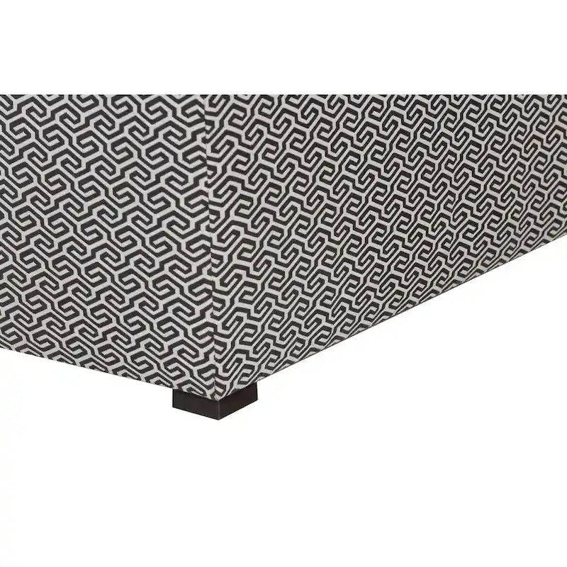 Banc de rangement transitoire, tissu capitonné, charnière hydraulique, pieds espresso