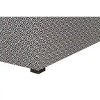 Banc de rangement transitoire, tissu capitonné, charnière hydraulique, pieds espresso