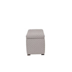 Banc de rangement transitoire, tissu capitonné, charnière hydraulique, pieds espresso
