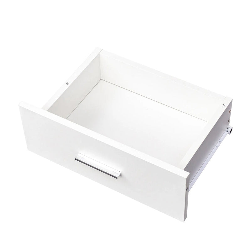 Meuble de rangement haut pour coiffure avec tiroirs, porte et supports pour outils chauffants Blanc Rose