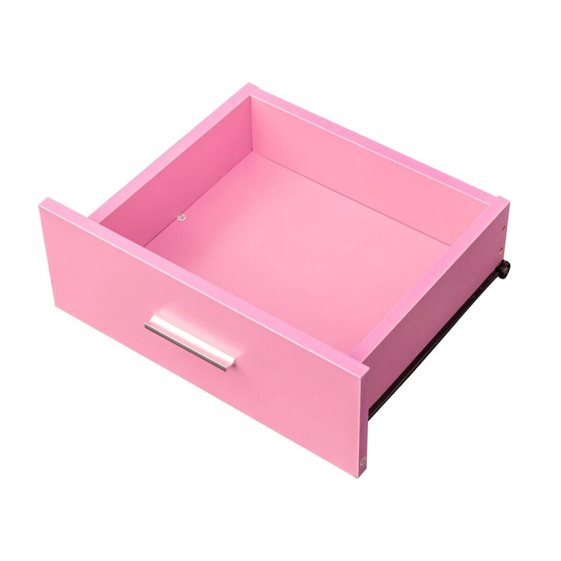 Meuble de rangement haut pour coiffure avec tiroirs, porte et supports pour outils chauffants Blanc Rose