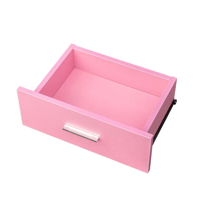 Meuble de rangement haut pour coiffure avec tiroirs, porte et supports pour outils chauffants Blanc Rose