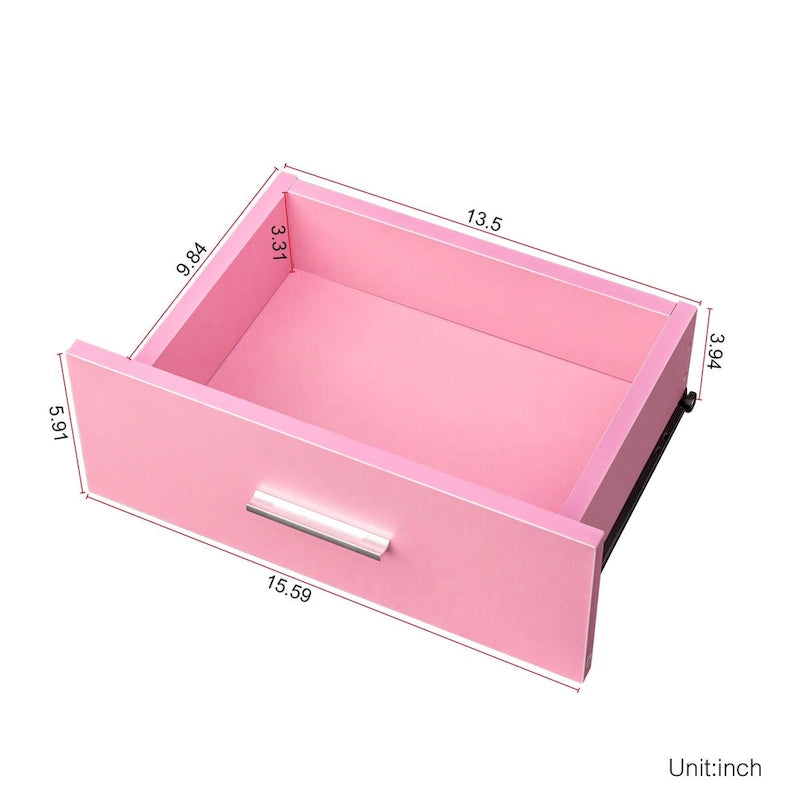 Meuble de rangement haut pour coiffure avec tiroirs, porte et supports pour outils chauffants Blanc Rose