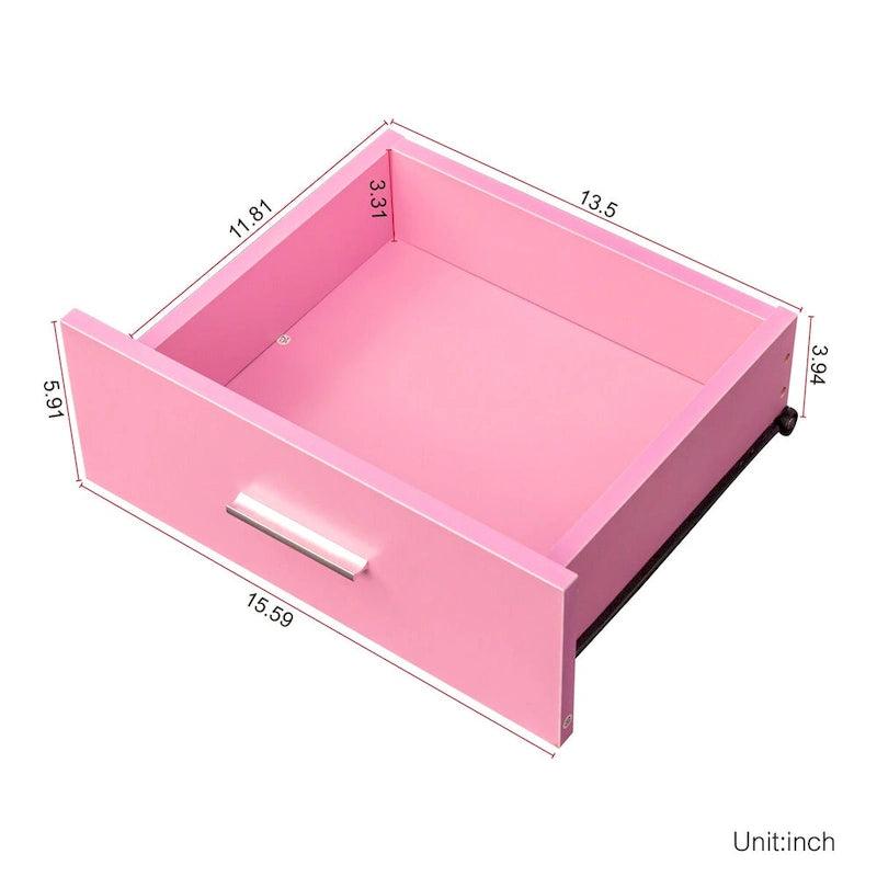 Meuble de rangement haut pour coiffure avec tiroirs, porte et supports pour outils chauffants Blanc Rose