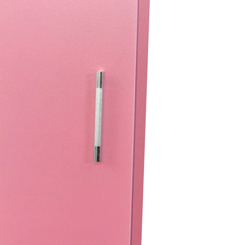 Meuble de rangement haut pour coiffure avec tiroirs, porte et supports pour outils chauffants Blanc Rose