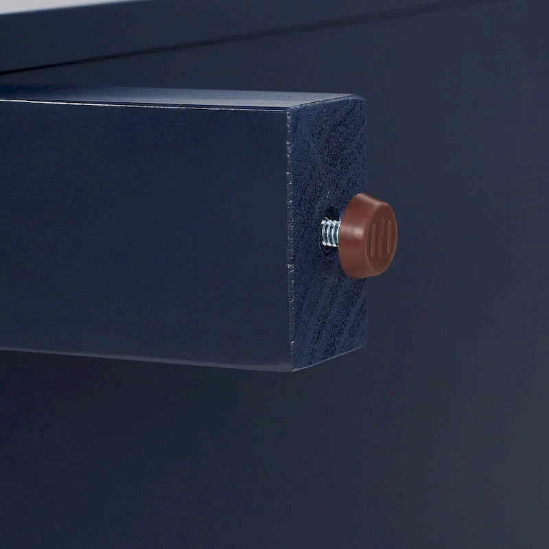 Meuble TV de ferme bleu marine avec portes en verre et rangement