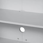 Buffet à quatre portes avec plateau effet marbre et pieds en métal doré gris clair