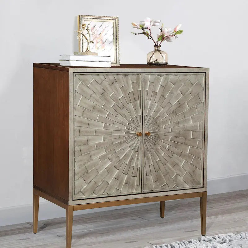 Mid-century Modern 2-door Wood Accent Cabinet Entry Coffee Table Storage Bedroom Sideboard Kitchen Buffets Chest - 29.5 inches
