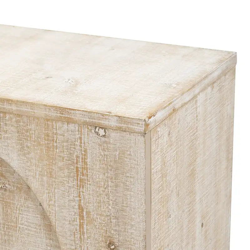 Buffet 4 portes en bois avec poignées métalliques dorées et étagères réglables, beige