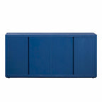 Buffet de rangement à quatre portes bleu marine et noir en MDF avec étagères réglables