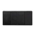 Buffet de rangement à quatre portes bleu marine et noir en MDF avec étagères réglables