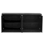 Buffet de rangement à quatre portes bleu marine et noir en MDF avec étagères réglables