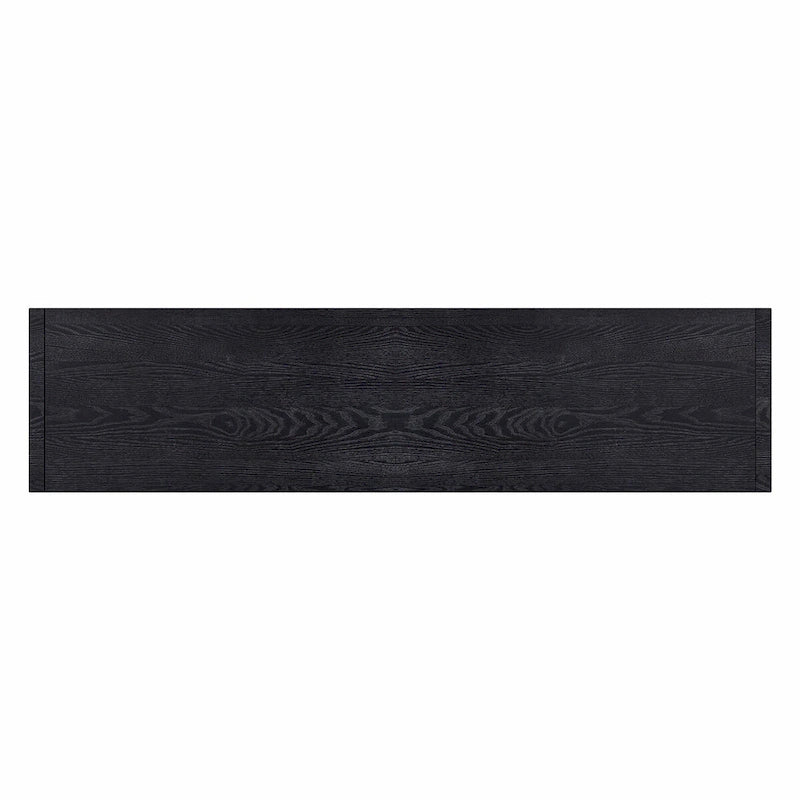 Buffet de rangement à quatre portes bleu marine et noir en MDF avec étagères réglables