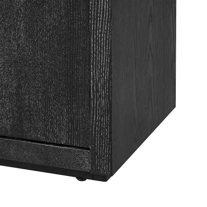 Buffet de rangement à quatre portes bleu marine et noir en MDF avec étagères réglables