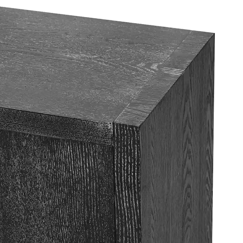 Buffet de rangement à quatre portes bleu marine et noir en MDF avec étagères réglables